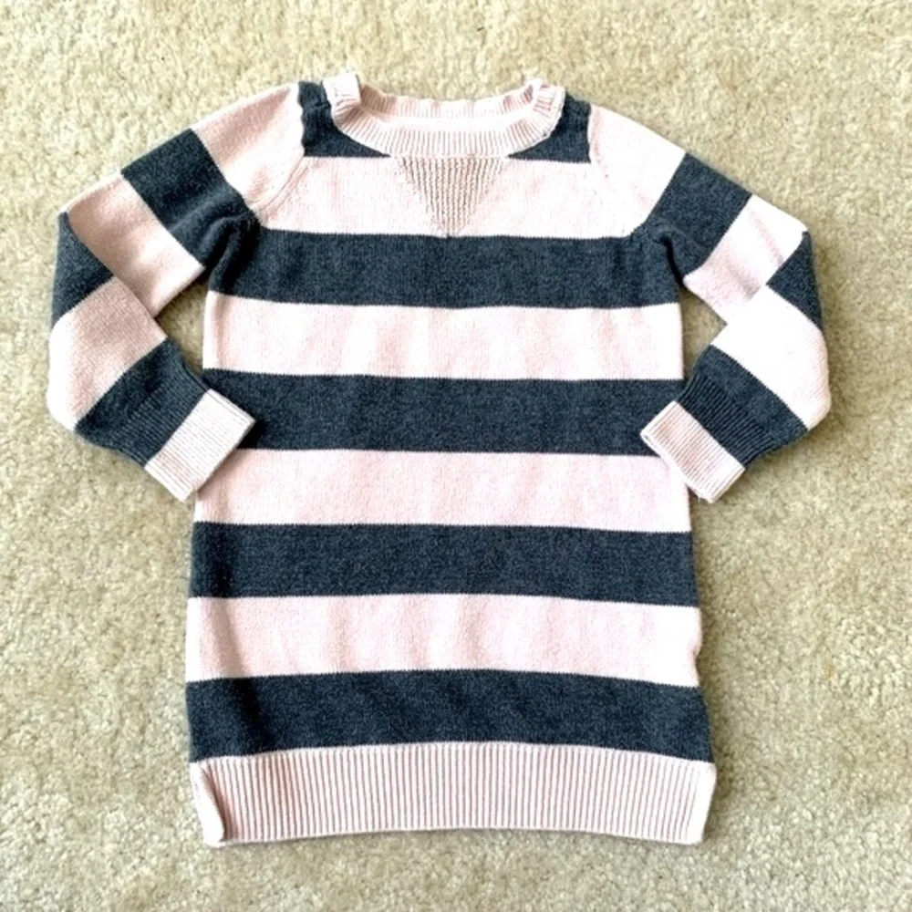Baby Gap Pink And Gray Striped Sweater Dress Size 12-18 Months